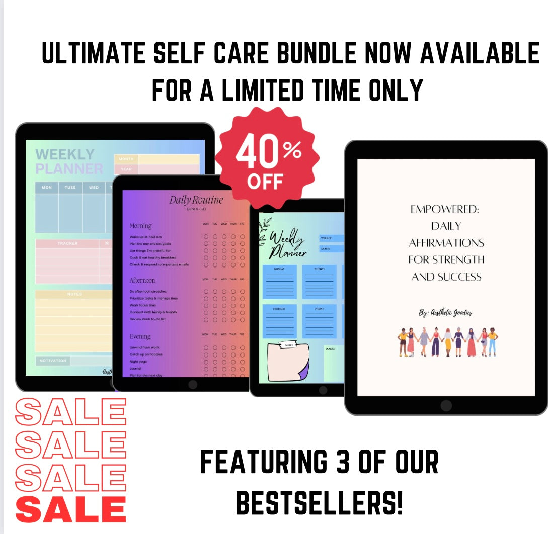 Ultimate Self-Care Bundle: 100+ Pages of Affirmations, Activities & Daily Planners (Digital)